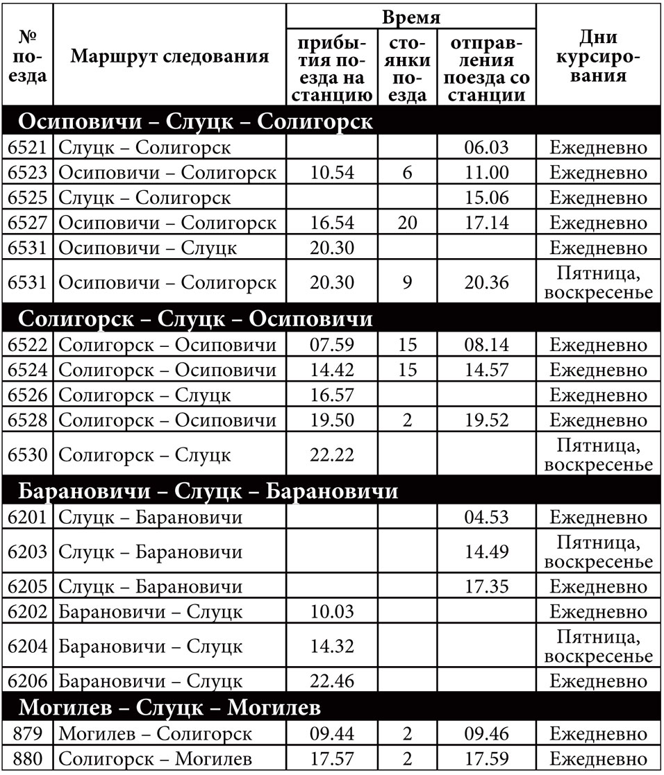 Минск слуцк расписание