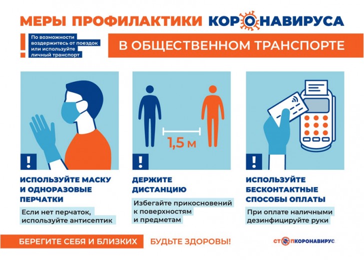 Соблюдайте меры профилактики коронавируса в общественном транспорте