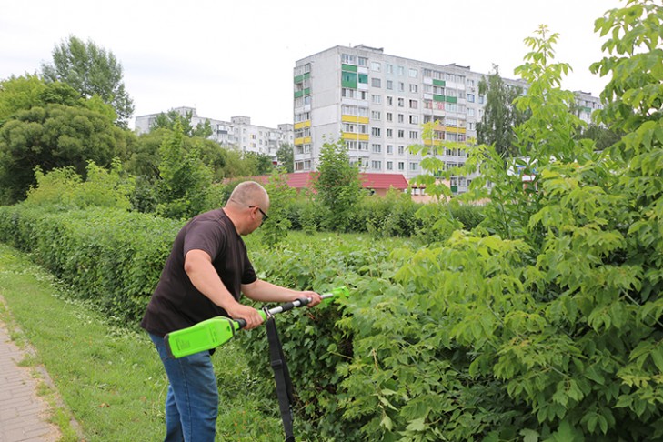 Кусты на Копыльской в Слуцке подрезают