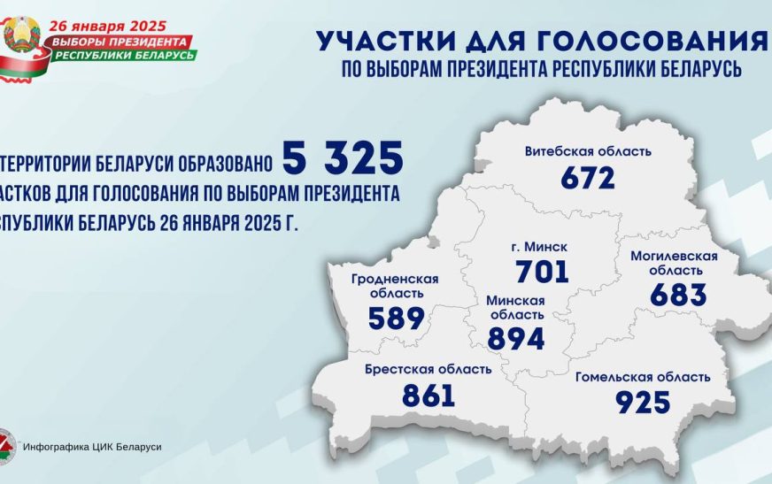 На территории страны образовано 5325 участков для голосования по выборам Президента