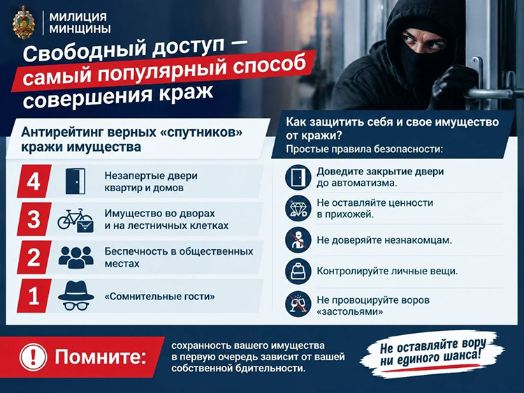 Вор заходит через открытую дверь: свободный доступ самый популярный способ совершения краж